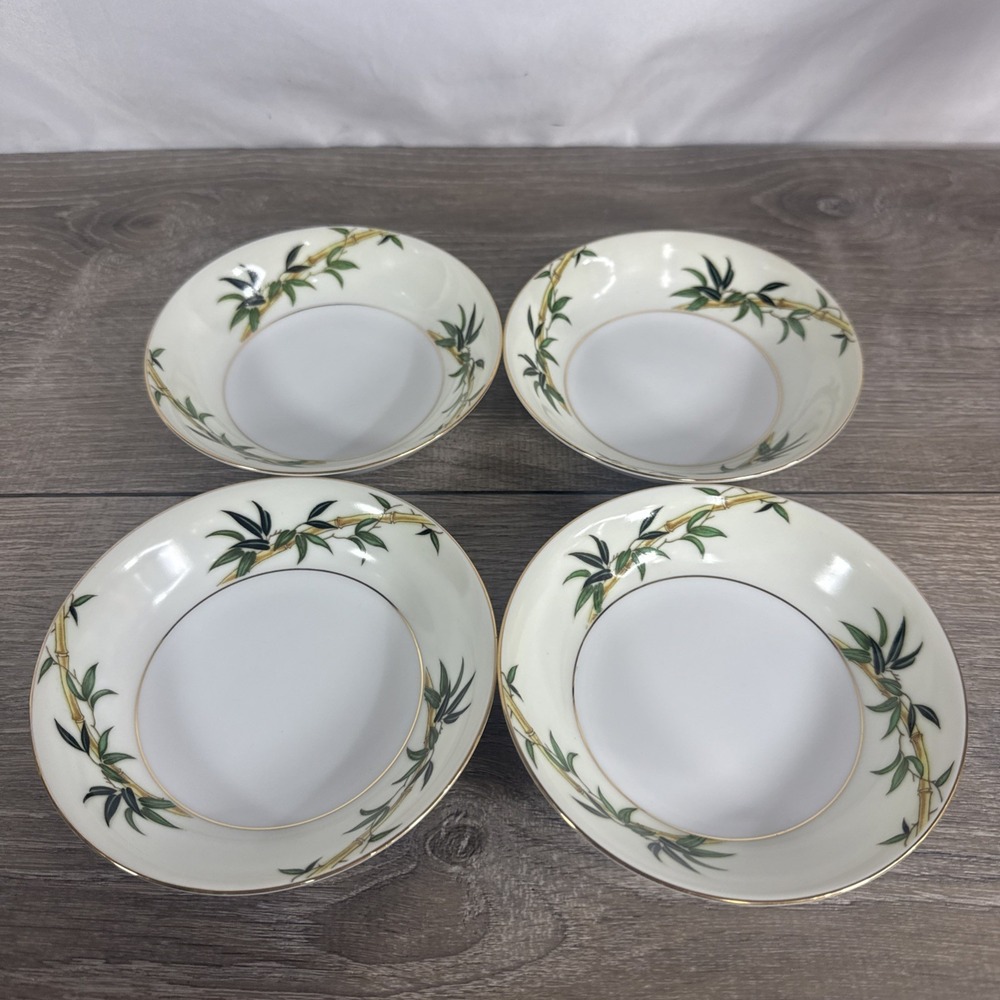 Vintage Narumi Japan Bali Hai Bamboo Fruit Dessert Bowl 5 3/8"‎ Round Set of 4